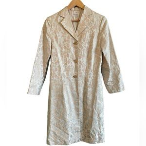 Taylor Cheng 100% Chinese Silk Champagne Gold Pink Long Blazer Sz M